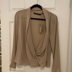 All Saints Silk Taupe Blouse